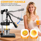 Shcazhcx Cast Iron Citrus Juicer, Ultra-Premium Hand Press Fruit Juicer with Stainless Steel Cup, Heavy Duty High Yield Pomegranate Lemon Orange Lime Squeezer for Kitchen & Commercial Use, Black
