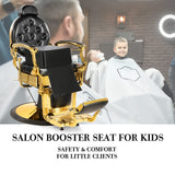 Artist hand Barber Booster Seat for Kids, Children Salon Chair Cushion, 6.5" Thick Toddler Booster Seat for Hair Cutting with Foot Protector, Black Synthetic Leather