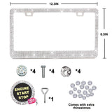 Lord Eagle License Plate Frame for Women, 2 Pack Rhinestone License Plate Frames with GiftBox and 7 Shiny Crystal Rows,Over 1050 pcs 14 Facets SS16 Finest Handcrafted Luxury