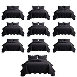 MOONLIGHT20015 10 Pack Queen Quilt Bedding Set (90" x 96") - Bulk Wholesale for Hotels, Guest Bedroom & Airbnbs - Lightweight Microfiber Reversible Floral Embossed Quilts Bedspreads (Black)