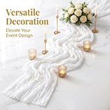 8 Pack White 17 x 108 Inch Cheesecloth Table Runner - Boho Gauze Sheer Fabric for Wedding Baby Shower Party Home Decor