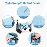 Yesker Foldable Wagon - 300lbs Collapsible Garden Carts with All Terrain Wheels for Outdoor Camping Sports Shopping Gardening  (Blue)