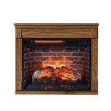 SOFTSEA Electric Fireplace Heater Mantel, with Remote Control and Removable Caster Wheel, 28" TV Media Entertainment Center with Electric Fireplace, 4 Adjustable Brightness, 1500W Heater, Dark Oak