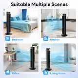 Abolee Tower Fan for Bedroom, 90° Oscillating Bladeless Standing Fan with Remote, 27ft/s High Velocity, 40 Inch, 32dB Quiet for Sleep, 3 Speeds, 4 Modes, 12H Timer, Auto Mode, Home Office Indoor black