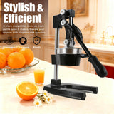 Juicer Manual Cast Iron Citrus Juicer, Heavy-Duty Orange Lemon Squeezer, Extra-Large Commercial Citrus Press, Easy to Clean with Bonus Stainless Steel Cup (Black)