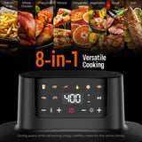 YUKO Smart Glass Air Fryer Non Toxic, 6.3QT & 4.4QT Air Fryer with Dual Glass Baskets with Lids, 8-in-1 Portable Air Fryers Cristal, PFOA & PFAS-Free, Dishwasher Safe, Ideal Kitchen Gift