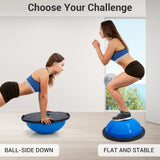 Elementool 23In Half Balance Ball with Non-Slip Base, 1600Lb Capacity Stability Trainer for Core Workouts, Includes Resistance Bands, Pump, and Bonus Ball, for Home Gym Strength