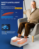 MOUNTRAX Foot Massager Machine with Heat, Foot Massager for Plantar Fasciitis, Neuropathy Pain, Shiatsu Foot Massager with Remote, Fits Feet Up to Men Size 13 (White)