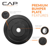 CAP Barbell 370 lb Elite Olympic Weight Set with 7ft Chrome Barbell & Black Bumper Plates