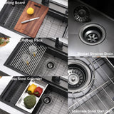 33 Inch Drop In Kitchen Sink Black - VOKIM33 x22 Inch To pmount sink Workstation Splash Guard Stainless Steel 16 Gauge 10'' Deep Single Bowl Sink with Cutting Board & Strainer