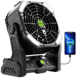 TDLOL Battery Powered Fan, 20000mAh Coldless Fan Rechargeable Fan Portable,270°Head Rotation Camping Fan with LED Light & Hook,Quiet USB Table Fan Battery Operated Fan Camping Fan for Tents Black X26