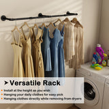 UlSpeed Wall Mounted Clothes Rack 52.6in, Industrial Pipe Clothing Racks Wall Mount, Heavy Duty Detachable Iron Garment Bar, Saving Space, Multi-Purpose Hanging Rod for Bedroom, Laundry Room, 2 Packs