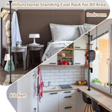 SCoat Rack Freestanding, 56 to 125 inch Adjustable Tension Rod Coat Hanger with 12 Hooks for Hanging Coat Sempicad