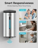AIKE Wall Mount Automatic Foam Soap Dispenser 25 OZ Commercial Large Capacity Stainless Steel Model AK1205FA(Brushed)