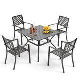 PHI VILLA Patio Dining Set, 4 Stackable Chairs &Square Metal Table