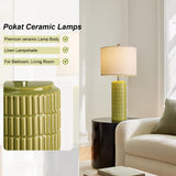 PoKat 27.5'' Tall Table Lamps for Living Room Set of 2, Mid Modern Century Ceramic Bedroom Lamps for Night Stands, Bedside Lamps for Bedroom, Nightstand Lamps for Side End Table Hallway, Green