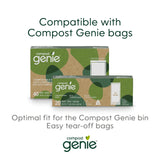 Compost Genie Kitchen Compost Bin, White Stainless-Steel Large, 3.6 Gallon, Indoor Odorless Composting, Hands-Free, Washable Parts, Includes 8 Tear-Off Compostable Bags and 4 Carbon Filters