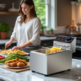 ODPFTY Deep Fryer Stainless Steel - 6.3Qt Commercial Style Electric Fryer with Adjustable Thermostat, Rapid Heating & Oil Filtration Basket - Safe for Home Kitchen (Chips/Chicken/Donuts), 2500W, 6L