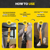 Pull Up Assistance Bands Set - 4 Heavy-Duty Pull Up Bands, Height Adjustable Strap & Comfortable Foot Strap - Stackable Pull Up Resistance Bands for Pull Ups (Yellow)