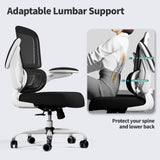 Office Chair - Ergonomic Desk Chair with Adjustable Lumbar Support (White+Black)