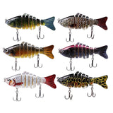 6Pcs Fishing Lures for Bass, Topwater Trout Lure, Multi Jointed Swimbaits, Multi-Jointed Slow Sinking Hard Baits, Swimming Lures for Freshwater Saltwater, Lifelike Fishing Lures Kit