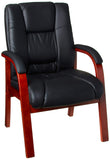 Boss Boss Office Products Mid Back Wood Finished Guest Chairs, Black/Cherry (B8999-C)