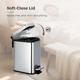 Sineng 1.6 Gallon Stainless Steel Slim Rectangular Pedal Trash Can with Soft Close Lid
