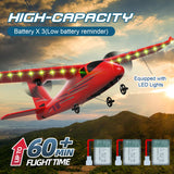 HRZPACT RC Airplane, 2.4GHZ Remote Control Airplane 2CH RC Plane, Hobby RC Airplanes Toy W/ 3 Batteries & Gyro Stabilizer, Easy to Fly for Beginners Kids Boys Girls Adults (Red)