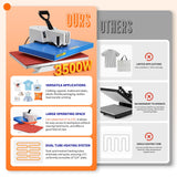 MARMERDO 16x24 Heat Press Machine 3500w Swivel Head Rotating Sublimation Transfer with 0-750°f Digital Timer for T Shirt Garment 110v