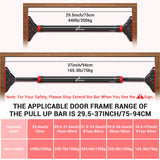 Pull Up Bar for Doorway: Sportneer Strength Training Pull-up Bars without Screw - Adjustable Width Locking Mechanism Chin Up Bar, Thickened Steel Max Limit 440 lbs Upper Body Fitness Pullup Bars for Home (Black-Red) Sportneer