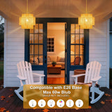 Sinvic Boho Plug in Pendant Light Dimmable Switch, Wicker Hangings Lights with Plug in Cord 14.7ft Hemp Rope, Rattan Lampshade Hanging Pendant Light, Jute Hanging Lamp for Kitchen Dining Room Bedroom