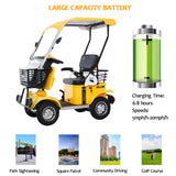 Electric Golf Cart Passenger Cruiser, with Extra Large Capacity Storage Trunk, 50-Mile Range (Yellow-800W60V30AH-Lithium)