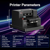DXZ Upgraded A3 UV Printer with L805 6-Color Printhead, Vacuum Platform & White Ink System – High-Resolution Flatbed Printing for Phone Cases, Bottles, Wood & More (Printer+Laptop)