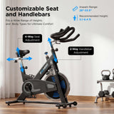 EFITMENT Magnetic Exercise Bike, Ultra-Stable Stationary Bike with Quiet Belt Drive, Indoor Cycling Bike for Home Cardio Workout, LCD Monitor & Bottle Holder IC031