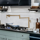 Brass Folding Pot Filler Faucet, Gold Kitchen Faucet with Double Joint Swing Arms