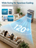4000CFM Swamp Cooler, 4-IN-1 Evaporative Air Conditioners With 18.4 Gal Water Tank, 4 Ice Packs, Remote, 12H Timer, 120°Oscillation, 36”Portable Cooling Fan with 3 Modes&Speeds for Bedroom Indoor Room
