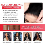 Aaliweya 5x5 Real HD Lace Closure Wigs Human Hair with Drawstring 30 inch