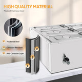 ROVSUN 42.3QT 6-Pan Electric Commercial Food Warmer, 110V Stainless Steel Bain Marie Buffet, 6.9 QT/Pan Stove Steam Table with Temperature Control & Lid for Parties, Catering, Restaurants