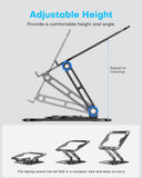 Adjustable Laptop Stand, Computer Stand with 360 Rotating Base, Ergonomic Laptop Riser Mount for Desk Foldable Protable Computer