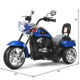 Costzon Kids Motorcycle, 6V Battery Powered Ride on Chopper Motorcycle w/Horn, Headlight, 3-Wheel Stable Ride on Toys, Electric Toddler Motorcycle for Kids, Gift for Boys Girls (Blue)