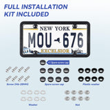 License Plate Protector 2PCS, Clear License Plate Cover & Frames, Rust-Proof Auto Car License Plate Covers and Frames Holder with Screws & Caps, Universal Tag Cover for License Plate (Black)