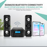 Philco Stereo Shelf Systems Compact CD Shelf System with Digital FM Stereo Radio, Bluetooth Wireless Technology, and Remote Control in Black | LCD Display | MP3 & AUX Port Compatible | USB Playback