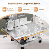 ROVSUN 750W Electric Bone Saw Machine,0.16-7.9Inch Cutting Thickness Frozen Meat Cutter with 6 Saw Blades, Commercial Bandsaw Machine Stainless Steel 18.5 x 12.4 In Table for Chicken Fish Beef