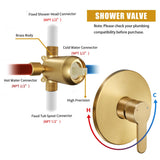 Tohlar Gold Shower Faucet Set with Tub Spout, Bathtub and Shower Faucet Combo Kit, 6-Inch Rain Shower Head and Faucet Set with Valve, Brushed Gold