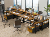 EnHomee 56.5" Office Desk with Drawers & Printer Space for Home Work,Brown