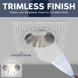 LUXRITE 3-Inch LED Trimless Recessed Spotlight with Nickel Reflector Trim Replacement 15W, 1100LM, 2700K-5000K, 60° Beam Angle, Dimmable, Push-n-Lock CRI90 Damp & IC Rated, ETL White + Nickel (4 Pack)