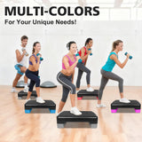 MIIUDGIG 18'' Adjustable Aerobic Step Platform, Adjustable Fitness 4-6in Exercise Stepper Workout with 2 Risers, Aerobics Stepper Workout Stepper for Home Gym Cardio Strength & Training (Red)