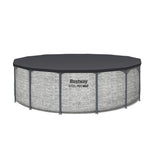 Bestway Steel Pro MAX 14' x 48" Above Ground Pool, Round Metal Frame Outdoor Swimming Pool Set with Filter Pump, Ladder, and Cover, Gray Stone Print