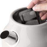 Haden Dorset 1.7 Liter Stainless Steel Electric Kettle, Hot Water Kettle with 360-Degree Base and Auto Shutoff, Ivory & Chrome