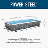 Bestway Power Steel 24’ x 12' x 52” Above Ground Pool, Rectangular Metal Frame Outdoor Swimming Pool Set with Sand Filter Pump, Ladder, and Cover